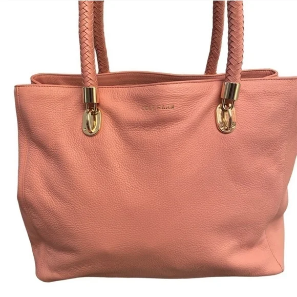 Cole Haan Pink Tote with Braided Handles - Picture 1 of 15
